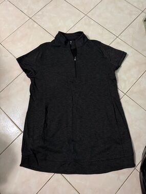 Short Sleeve Black Quarter-Zip Tunic